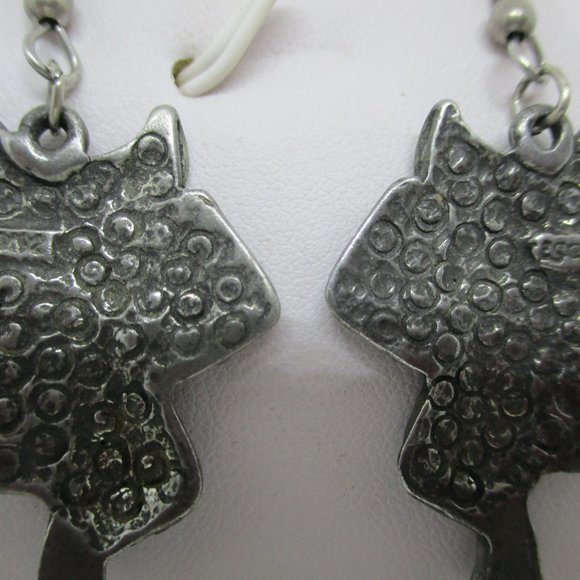 EGO C '92 Pewter Southwestern style Equestrian Saddle Earrings - Picture 6 of 7